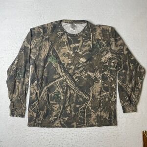 Northern Mens Camo Long Sleeve T-Shirt Size Large Brown Green Tree